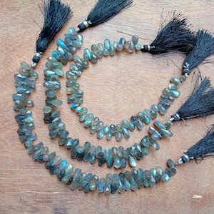 AAA Grade Faceted Labradorite , Teardrop Shape beads, briollete beads, 12x5 to 7x5 mm, Wholesale price, &quot;8&quot; inch