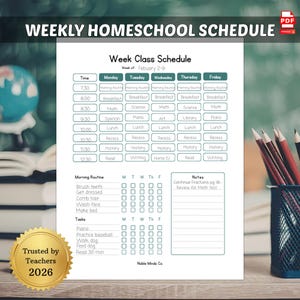 Homeschool Wöchentlicher Stundenplan zum Ausdrucken | Blank Time Block | Wochenplaner PDF | Homeschool Organizer