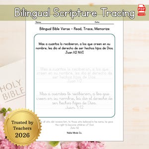 Versículos Bíblicos Bilingüe Español/Inglés | Salmo 23:6 | Lee, Traza, Memoriza | Descarga Digital Instantánea PDF Imprimible