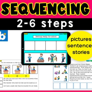 Sequentie van 2-6 stappen boomkaarten | digitale educatieve leermiddelen, onderwijsactiviteiten en logopediemateriaal | directe download