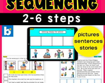 Sequencing 2-6 steps boom cards | digital educational learning resources, teaching activities, & speech therapy materials | instant download