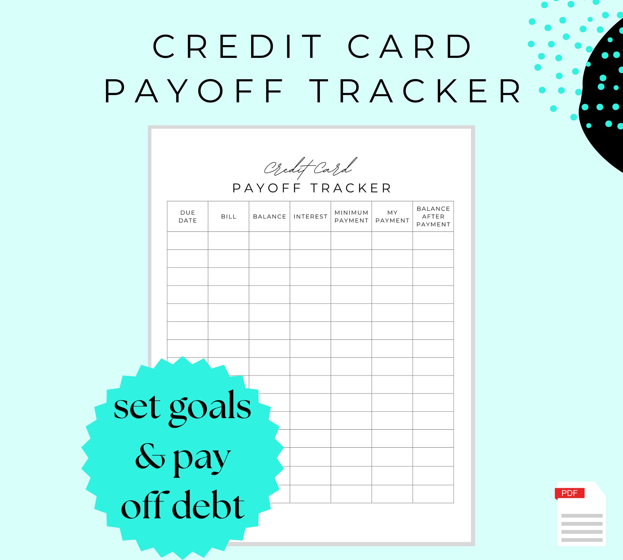 Credit Card Tracker,credit Card Payment Tracker,debt Payment Tracker ...