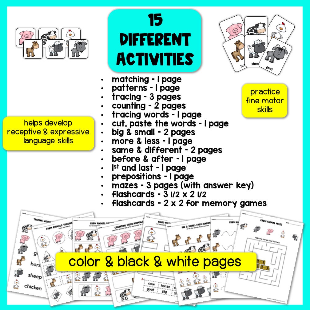 Preschool Worksheets for Kids Printable Activities Speech Therapy ...