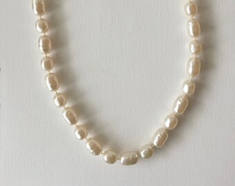 Vintage mid century large faux potato pearls necklace