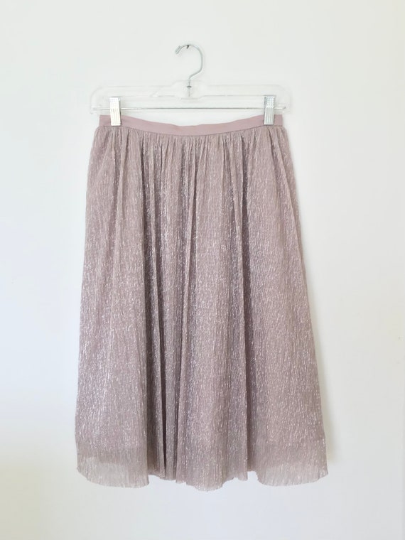 Silver and pink metallic full skirt midi skater s… - image 3