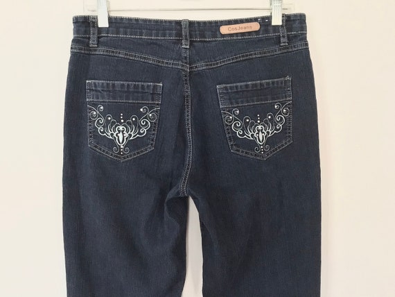 Vintage 90s Y2k Cos Jeans high rise dark blue was… - image 6