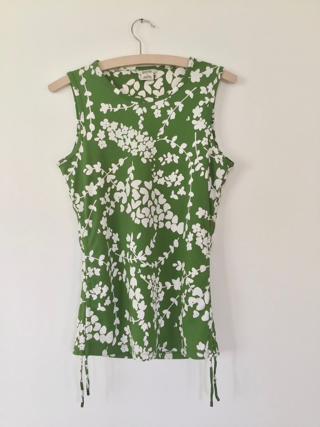 Michael Kors Green Floral Sleeveless Tank Top Etsy