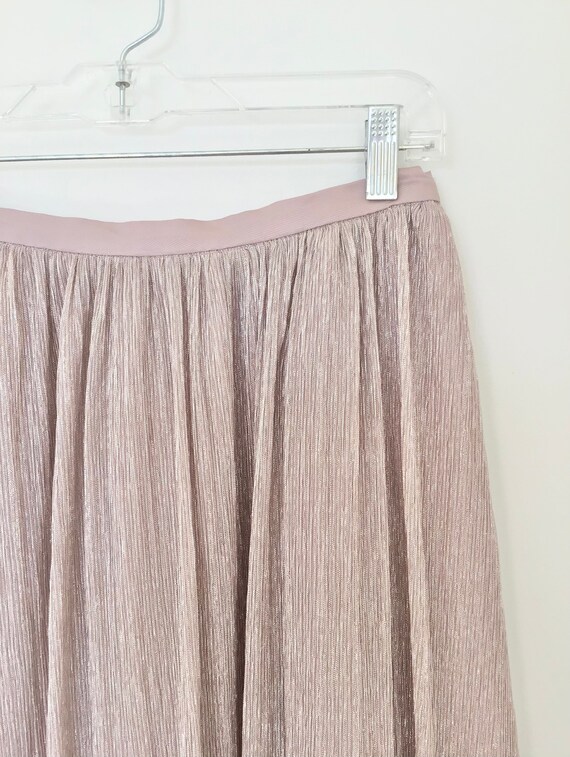 Silver and pink metallic full skirt midi skater s… - image 4