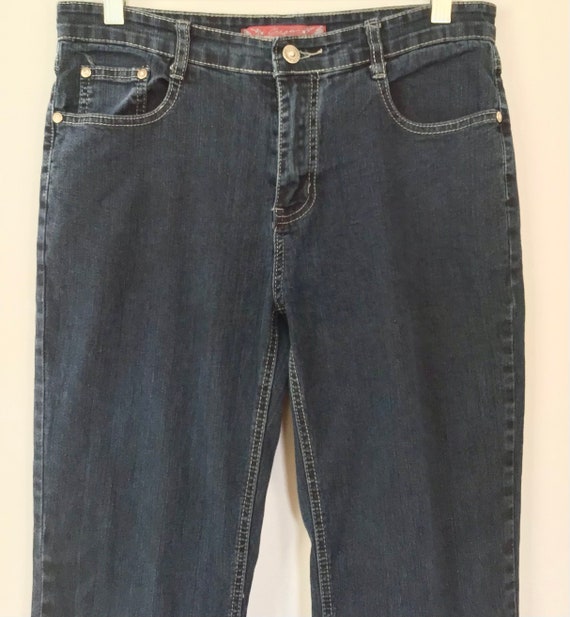 Vintage 90s Y2k Cos Jeans high rise dark blue was… - image 3