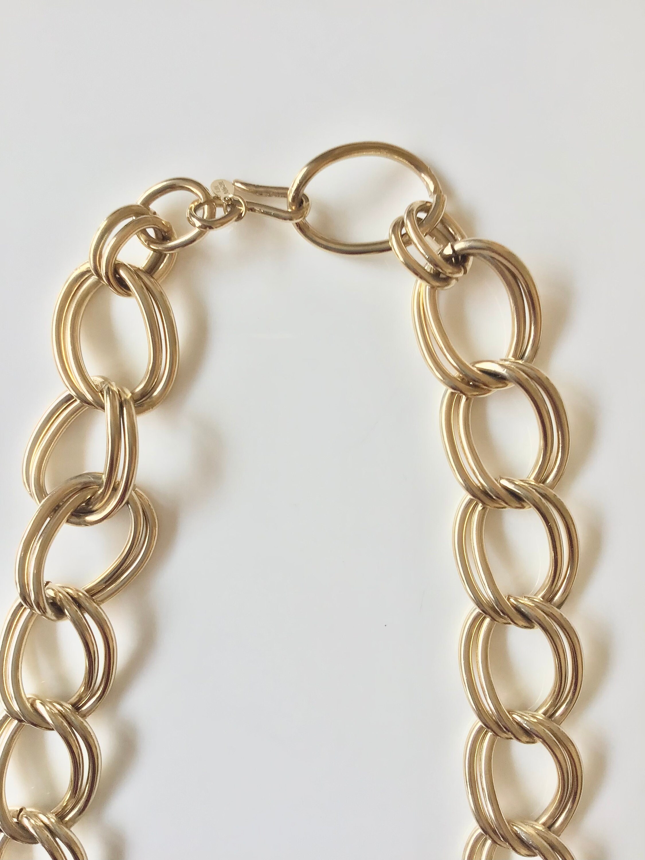 Vintage 90s Y2K Lee Angel Gold Tone Double Curb Chain Chunky 