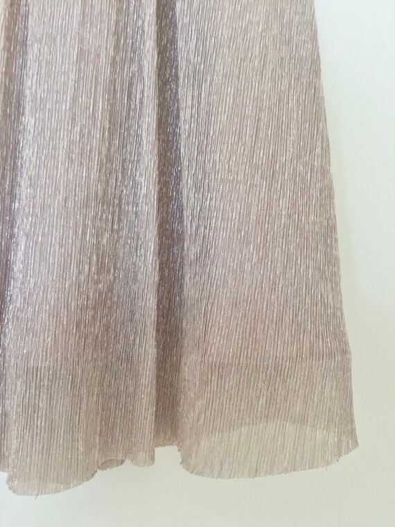Silver and pink metallic full skirt midi skater s… - image 7