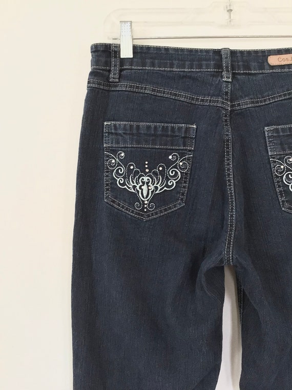 Vintage 90s Y2k Cos Jeans high rise dark blue was… - image 7