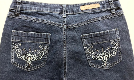 Vintage 90s Y2k Cos Jeans high rise dark blue was… - image 10