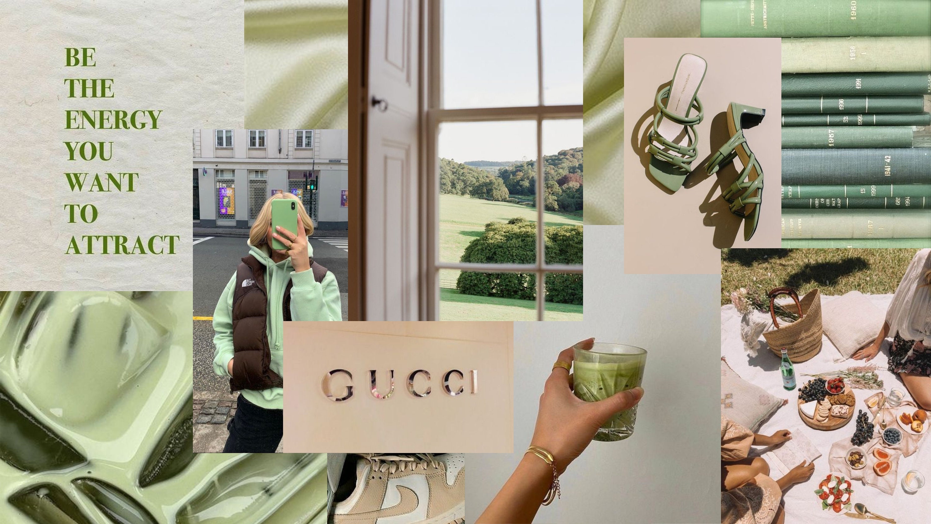 Matcha Green Aesthetic Desktop Background - Etsy