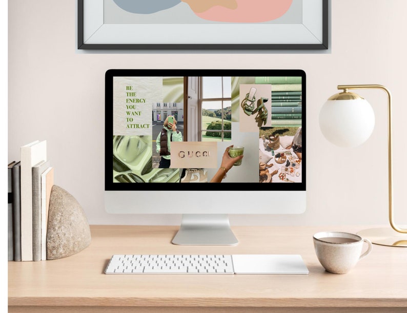 Matcha Green Aesthetic Desktop Background Etsy