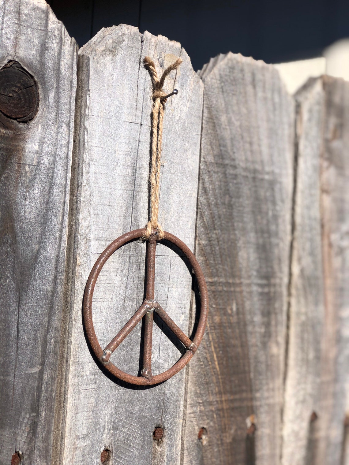 Rustic Metal Peace Symbol Upcycled Metal Peace Symbol Etsy
