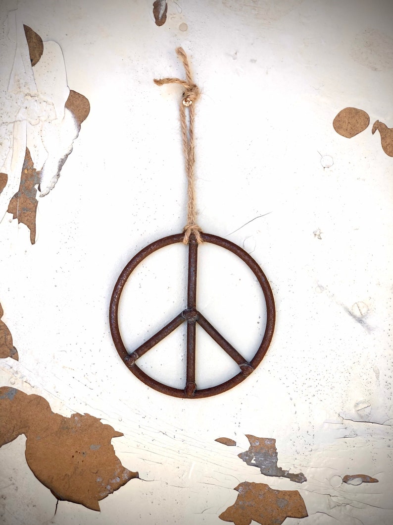 Rustic Metal Peace Symbol Upcycled Metal Peace Symbol Etsy