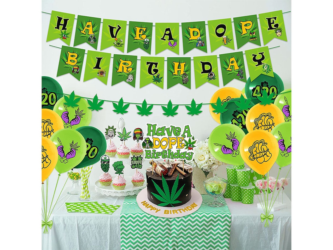 133 Pcs Weed Birthday Party Decorations Pot Weed Leaves Etsy