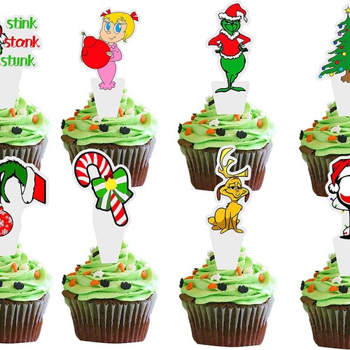 Grinch Cupcake Toppers Etsy