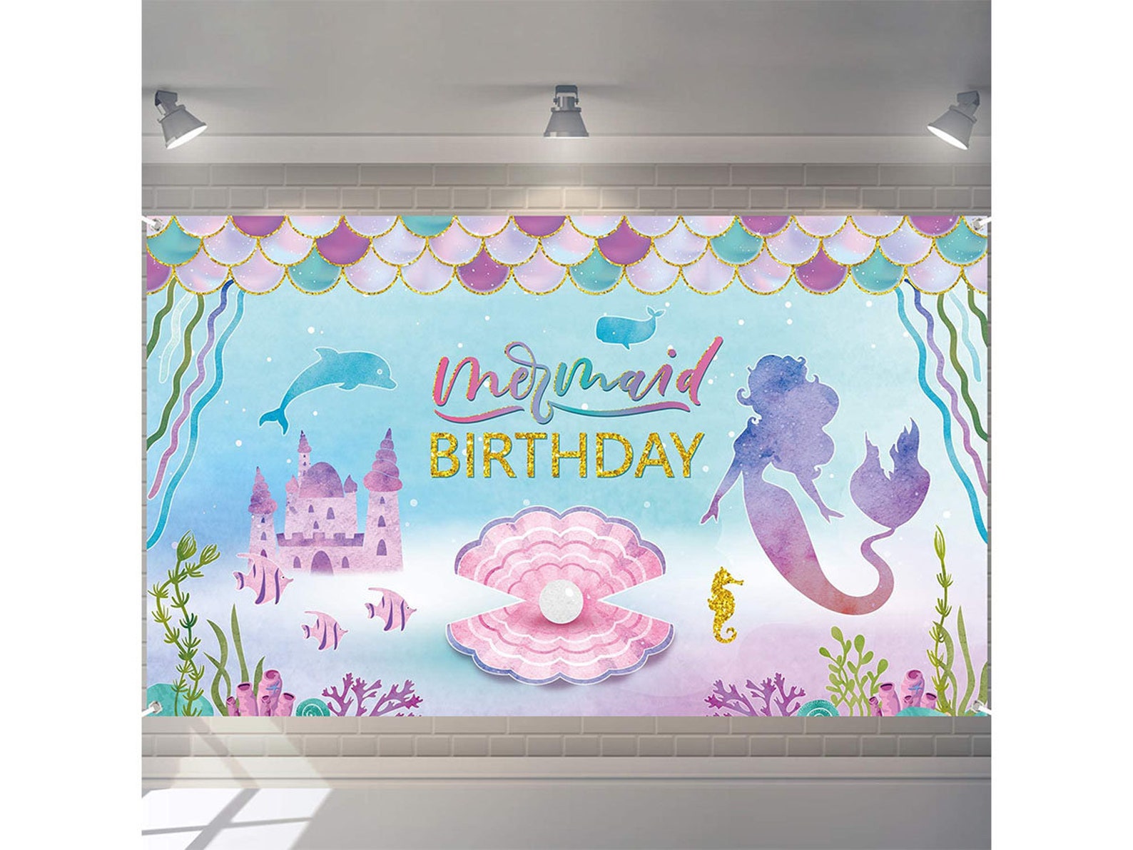 The Sea Little Mermaid Birthday Banner Backdrop for Girl Etsy