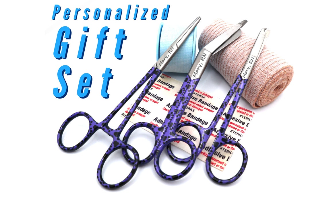 Personalized Vet Tech Gift Set With Bandage Scissor, Hemostat, and