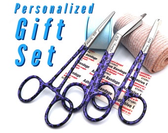 Conjunto de regalo personalizado de Vet Tech con tijera de vendaje, hemostato y tijera de sutura, regalos de graduación de enfermería, veterinaria y enfermera