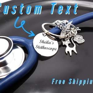 Custom Engraved Nurse Appreciation Gift For Nurse, Personalized Stethoscope ID Tag With Charm, Nursing Student Gift, Stethoscope Name Tag