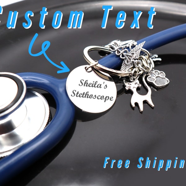 Custom Engraved Nurse Appreciation Gift For Nurse, Personalized Stethoscope ID Tag With Charm, Nursing Student Gift, Stethoscope Name Tag