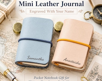 Personalized Mini Leather Journal Engraved With Name Pocket Notebook Gift for Writers Travelers Daily Notes Travel Journal Gift
