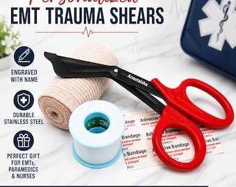 Personalized EMT Trauma Shears Engraved With Name Coated Stainless Steel Gift for EMTs Paramedics First Responders Paramedic Graduation