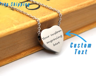 Personalized Urn Necklace for Ashes Engraved With Your Message, Custom Cremation Jewelry Memorial Keepsake for Mom, Dad, Pet or Dog