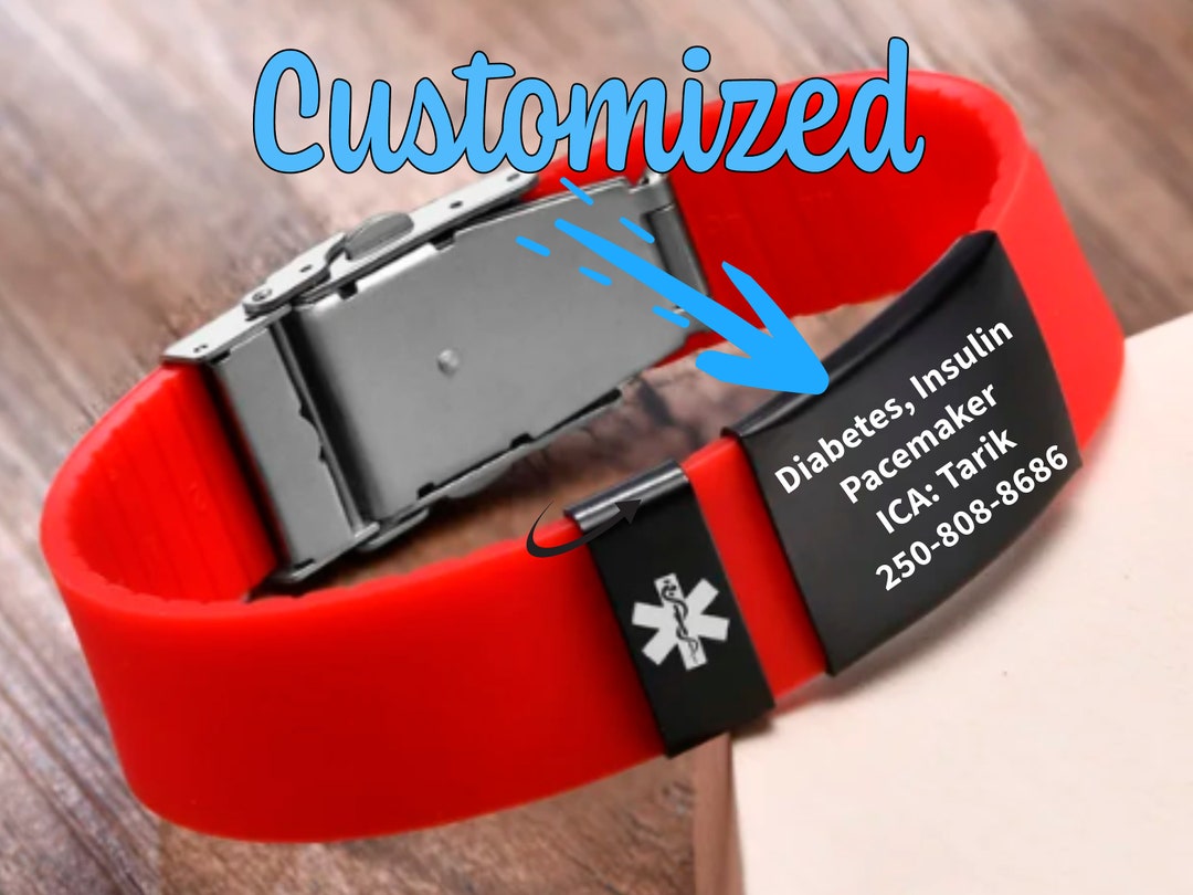 Personalized Medical Alert Bracelet Engraved With Emergency Info ...