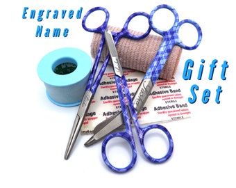 Personalized Gift Set For Nurse With Bandage Scissor, Hemostat, Suture Scissor | Vet Tech, Veterinary & Nursing Student Graduation Gifts