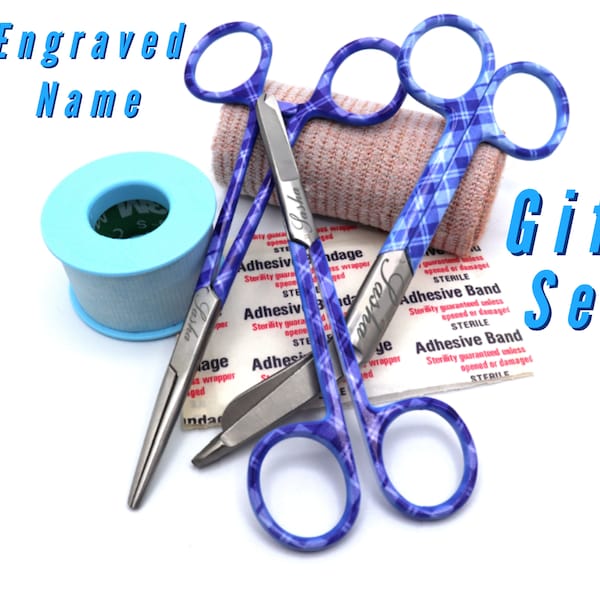 Personalized Gift Set For Nurse With Bandage Scissor, Hemostat, Suture Scissor | Vet Tech, Veterinary & Nursing Student Graduation Gifts