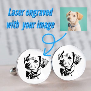 Personalized Dog Cufflinks With Pet Photo Portrait To Give As Gifts For Pet Lovers, Memorial Dog Cufflinks For Dog Lover, Pet Memorial Gift