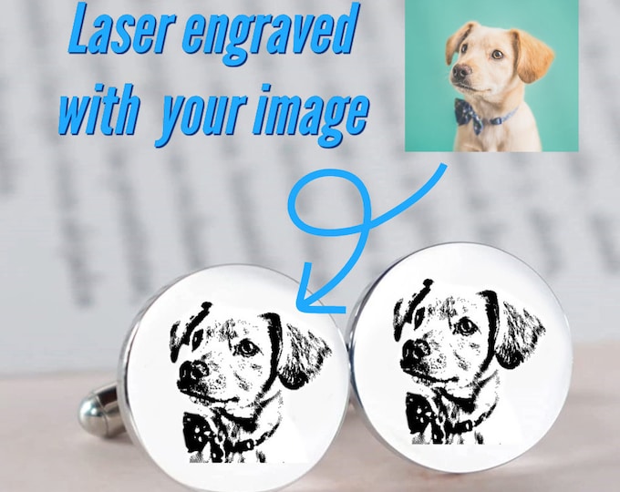Personalized Dog Cufflinks With Pet Photo Portrait To Give As Gifts For Pet Lovers, Memorial Dog Cufflinks For Dog Lover, Pet Memorial Gift