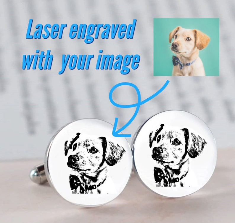 Personalized pet cufflinks, Pet potrait cufflinks