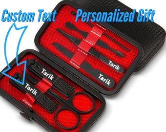 Personalized Manicure Set Engraved With Your Name, Travel Nail Care Kit Gift for Men, Women, Husband, Dad or Groomsmen