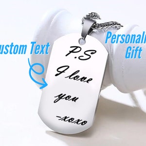 Engraved Dog Tag Necklace With Personalized Message, Custom Military Dog Tag Pendant For Boyfriend Birthday Gift, Custom Necklaces For Men