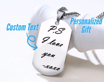 Personalisierte Dog Tag Halskette eingraviert mit Ihrer Nachricht, Military Style Anhänger Geschenk für Papa, Freund, veteran oder Gedenkstätte