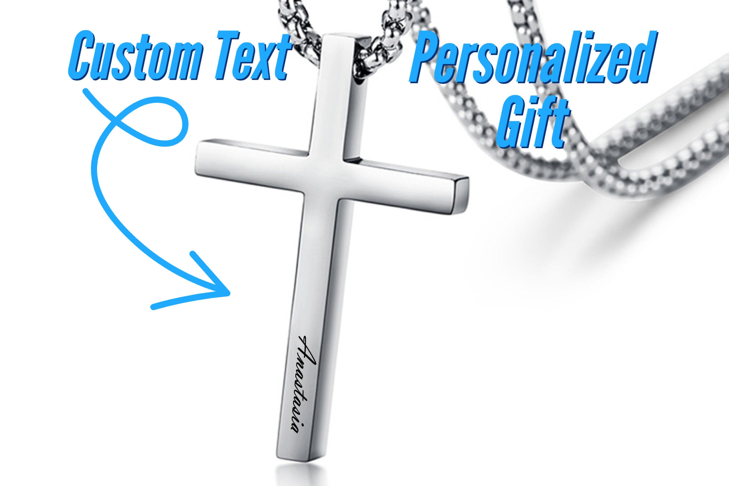 Cross Pendant Necklace -Small Cross Necklace - Custom Cross Necklace –  momentcreator.com