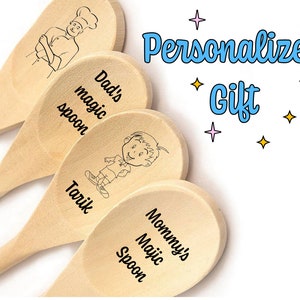 Custom Engraved Wooden Spoon And Spatula Gift Set With Personalized Message, Custom Cooking Utensils, Personalized Spoon and Custom Spatula