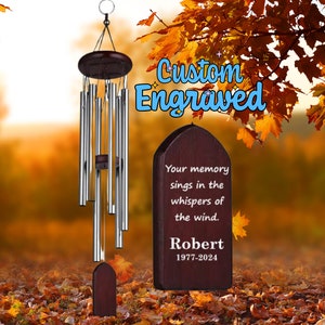 Double Sided Engraved Wind Chime Memorial Sympathy Gift, Personalized Listen To The Wind Memorial Chime, In Memory of Wind Remembrace Chime
