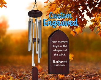 Double Sided Engraved Wind Chime Memorial Sympathy Gift, Personalized Listen To The Wind Memorial Chime, In Memory of Wind Remembrace Chime