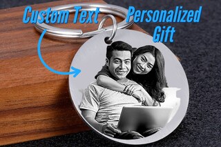 Portachiavi Personalizzato Con Foto E Testo - Acciaio Inox, Regalo Personalizzato Per Coppie, Famiglia, Amici
