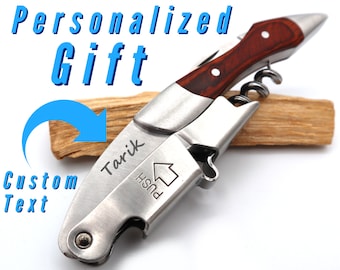 Personalized CorkScrew Wine Bottle Opener | Groomsmen Gifts | Custom Cork Screw | Engraved Wedding Gift For Groomsman Bartender Sommeliers