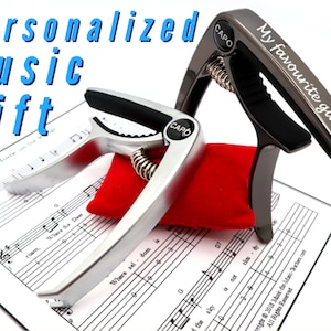 Personalized Metal Guitar Capo To Give As Gifts To Music Teacher, Musician, And Guitar Teacher | Guitar Capo Music Gift For Guitar Picks