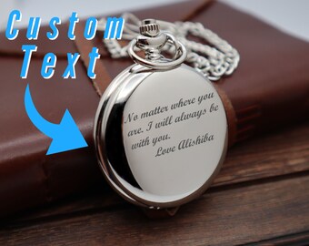 Pocket Watch Personalized | Engraved Pocket Watch | Custom Vintage Looking Pocket Watches With Chain | Gift For Dad | Gift For Him Boyfriend