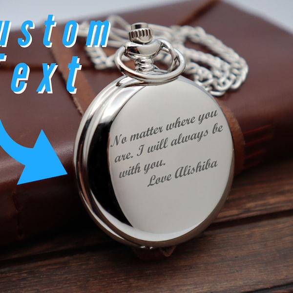 Pocket Watch Personalized | Engraved Pocket Watch | Custom Vintage Looking Pocket Watches With Chain | Gift For Dad | Gift For Him Boyfriend