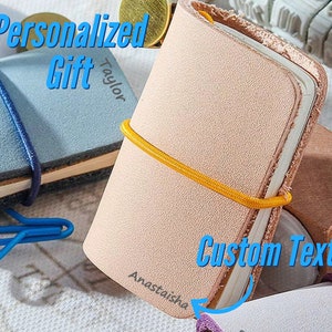 Mini carnet de notes en cuir vintage personnalisé avec votre nom, petit carnet de notes en cuir personnalisé, carnet de notes gravé pour enfants et fille